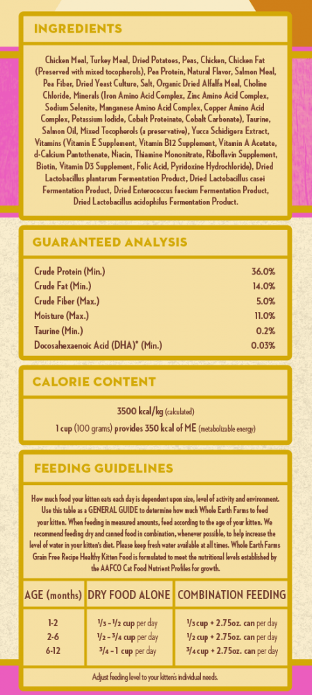 Whole Earth Farms Grain Free Kitten Recipe Dry Cat Food