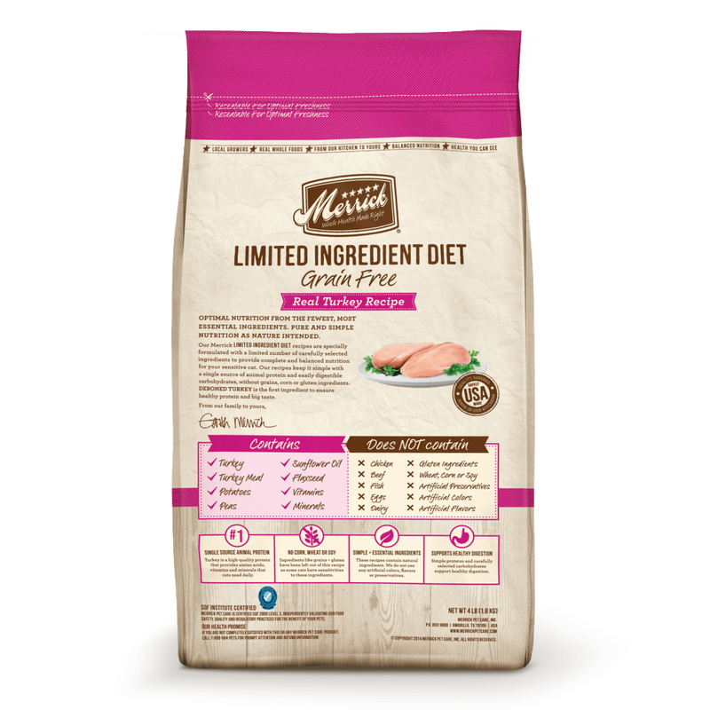 Merrick Limited Ingredient Diet Grain Free Real Turkey Recipe Dry Cat Food