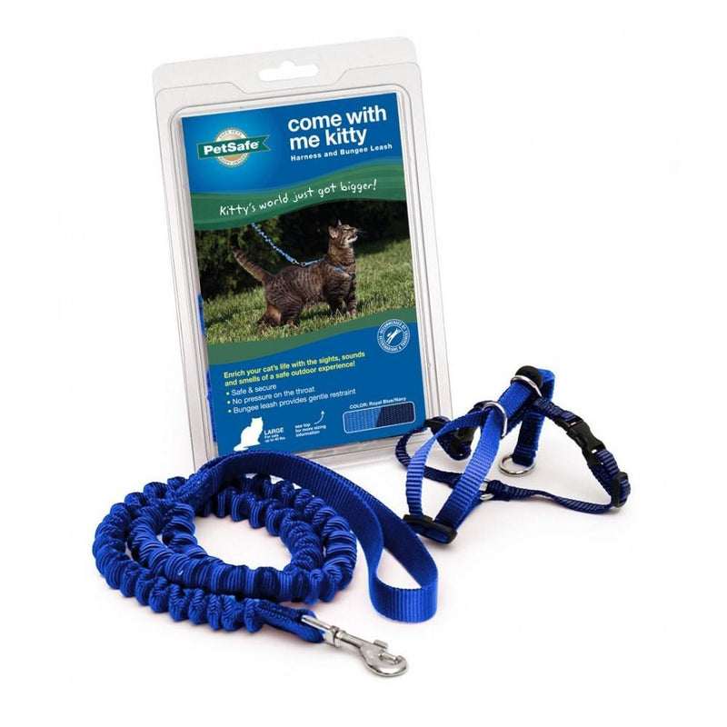 PetSafe Come with Me Kitty Royal Blue & Navy Harness and Bungee Leash for Cats