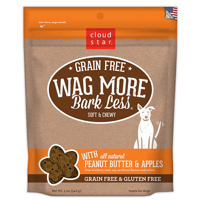 Cloud Star Wag More Bark Less Soft and Chewy Grain Free Peanut Butter and Apples Dog Treats