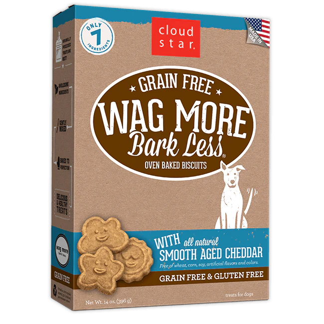 Cloud Star Wag More Bark Less Oven Baked Gain Free Smooth Aged Cheddar Dog Treats