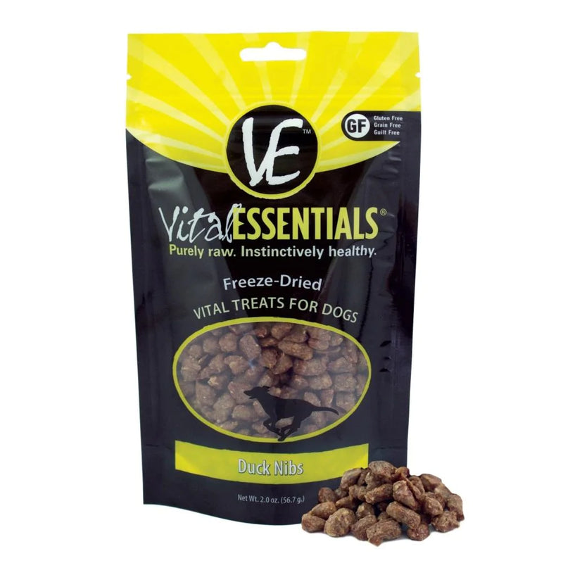 Vital Essentials Freeze Dried Vital Treats Grain Free Duck Nibs Dog Treats