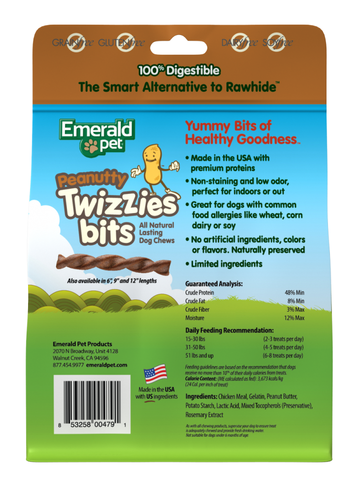 Emerald Pet Grain Free Peanutty Twizzies Bits Dog Treats