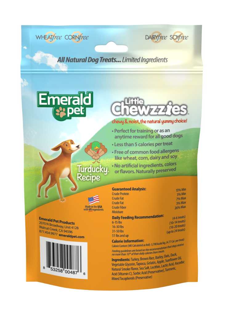 Emerald Pet Little Chewzzies Turducky Recipe Dog Treats