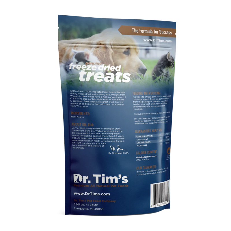 Dr. Tim's Freeze Dried Natural Beef Chips Dog and Cat Treats