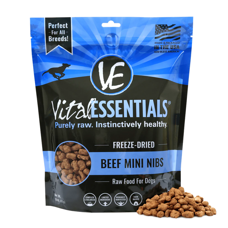 Vital Essentials Freeze Dried Grain Free Beef Mini Nibs Entree for Dogs Food