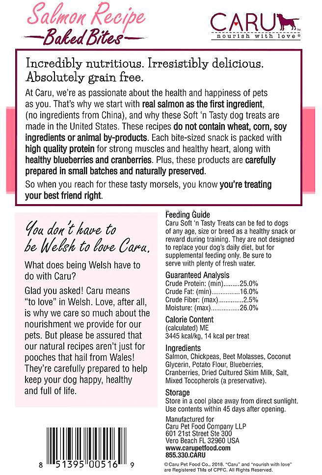 Caru Natural Grain Free Salmon Recipe Bites for Dogs