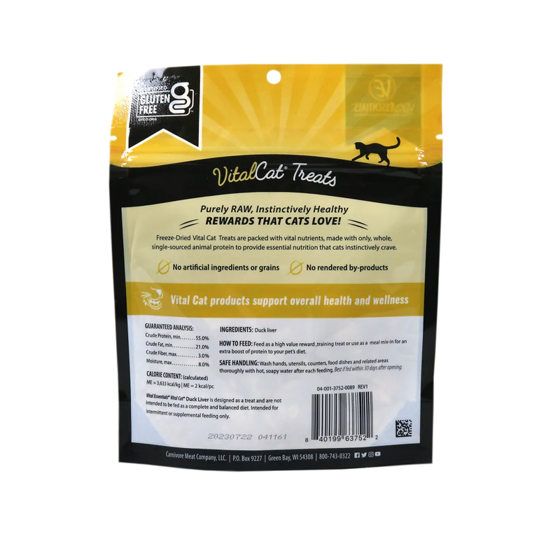 Vital Essentials Vital Cat Freeze Dried Grain Free Duck Liver Cat Treats