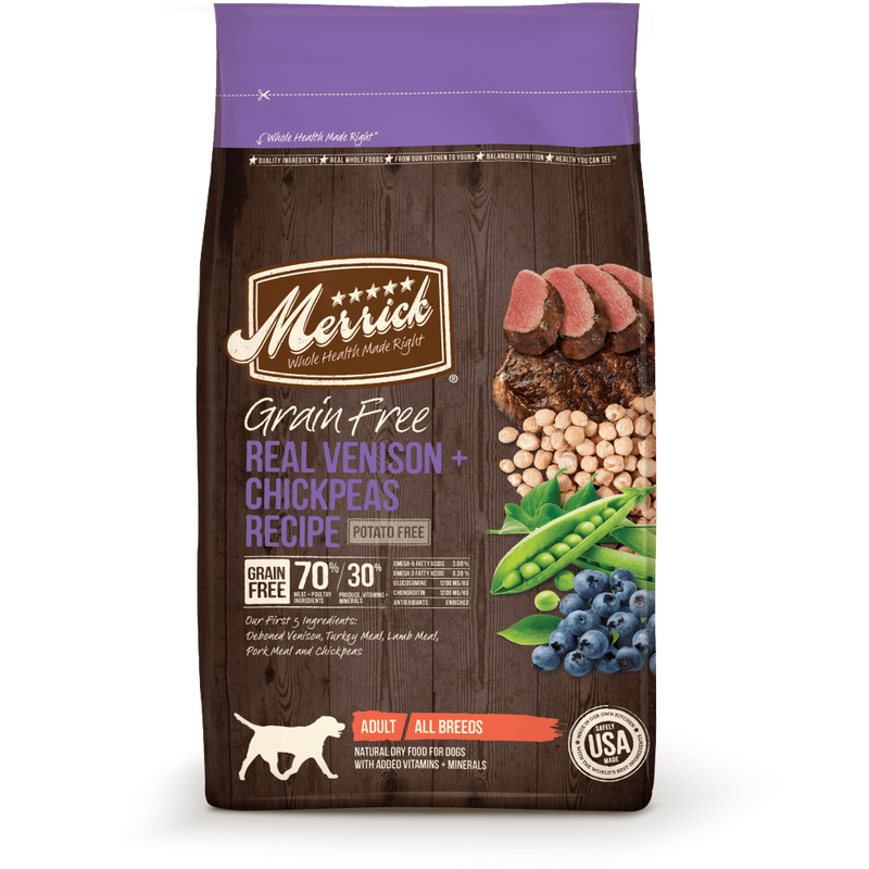 Merrick Grain Free Real Venison and Chickpeas Recipe Adult Dry Dog Food