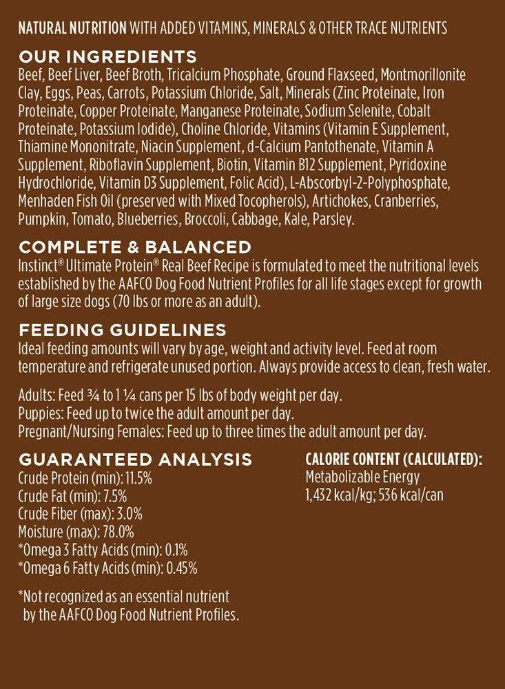 Nature's Variety Instinct Ultimate Protein Grain Free Beef Formula Canned Dog Food