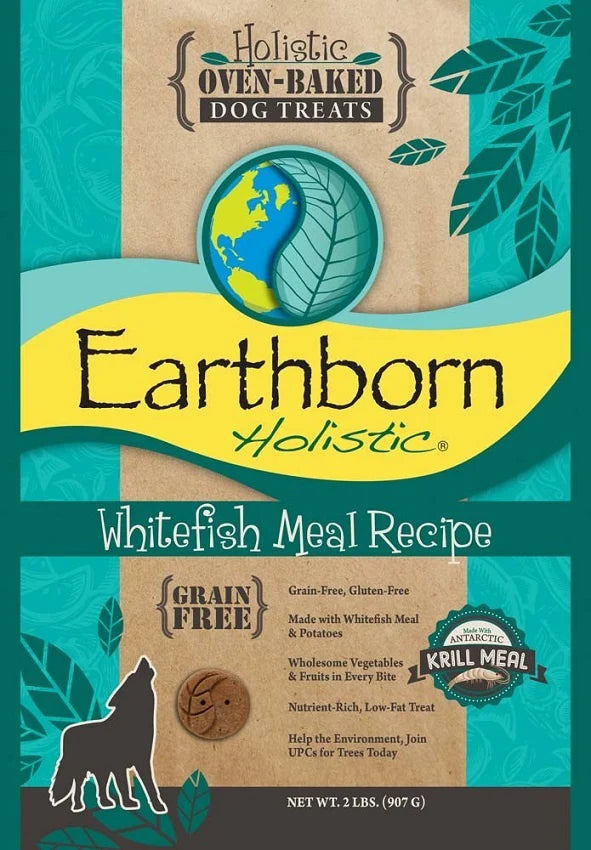 Earthborn Holistic Grain Free Oven Baked Biscuits Whitefish Meal Recipe Dog Treats