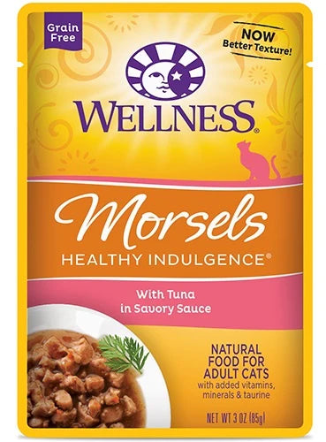 Wellness Healthy Indulgence Natural Grain Free Morsels with Tuna in Savory Sauce Cat Food Pouch