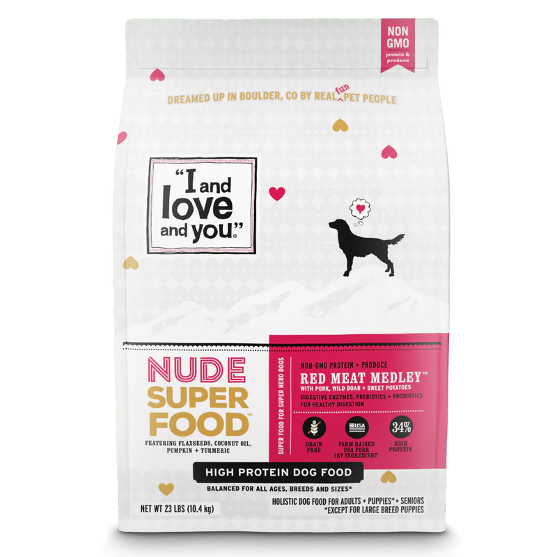 I and Love and You Grain Free Nude Super Food Red Meat Medley Dry Dog Food