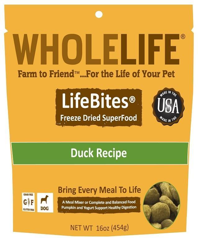 Whole Life LifeBites Grain Free Duck Recipe Freeze Dried SuperFood for Dogs