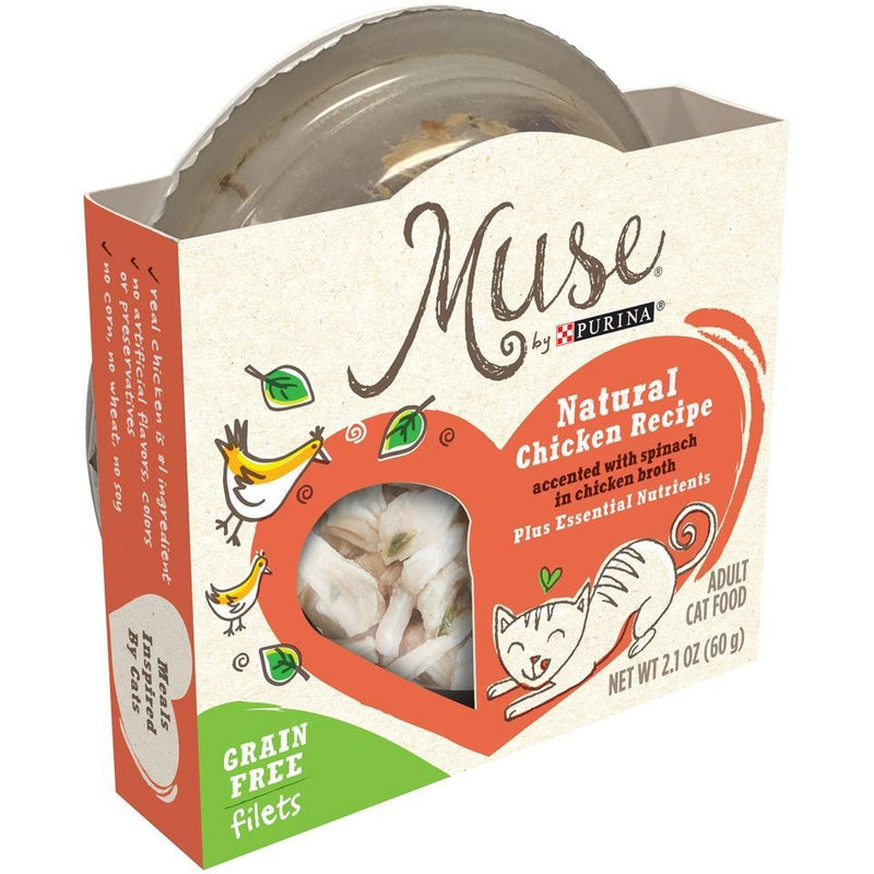 Purina Muse Natural Adult Grain Free Chicken Recipe with Spinach in Chicken Broth Cat Food Trays