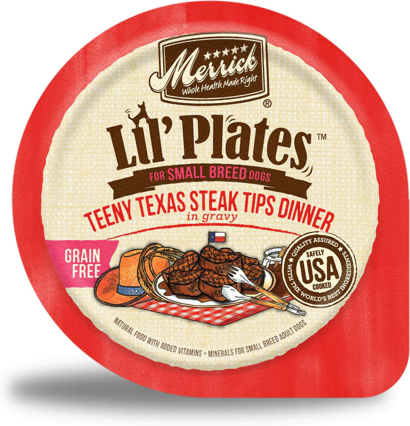 Merrick Lil' Plates Small Breed Grain Free Teeny Texas Steak Tips Dog Food Tray