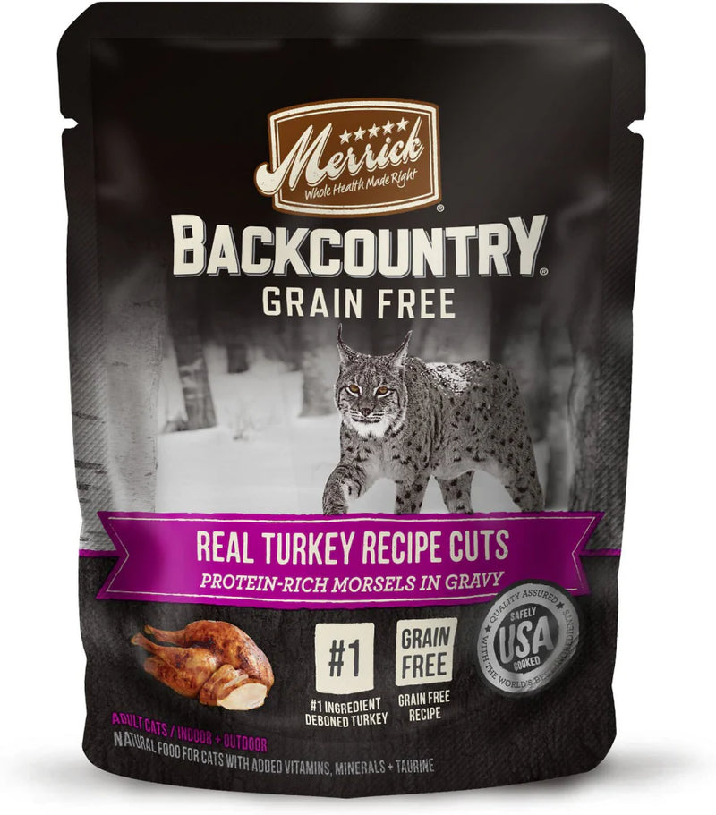 Merrick Backcountry Grain Free Real Turkey Cuts Recipe Cat Food Pouch