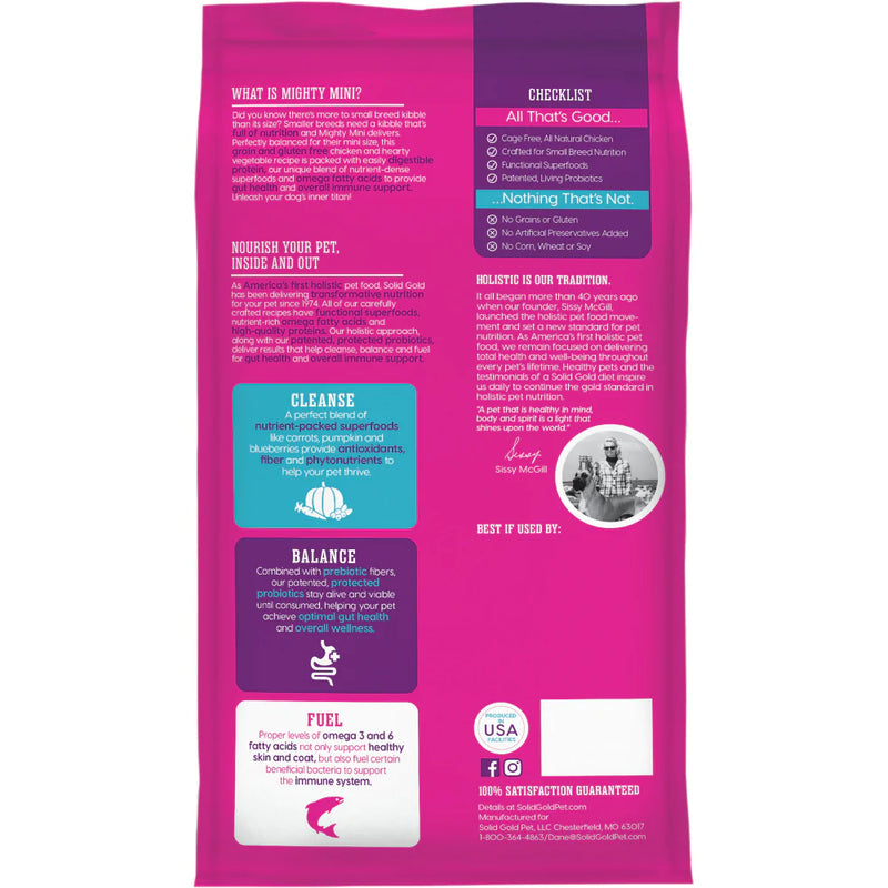 Solid Gold Grain Free Mighty Mini Chicken, Chickpea, & Pumpkin Toy & Small Breed Dry Dog Food