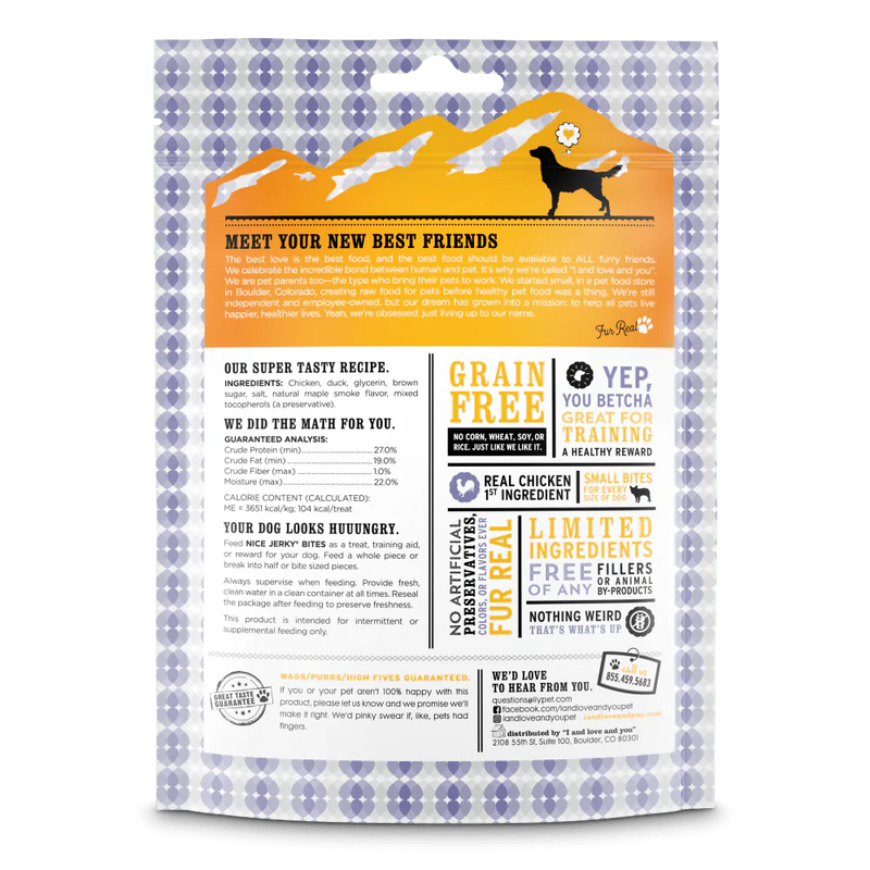 I And Love And You Nice Jerky Grain Free Chicken & Duck Dog Treats
