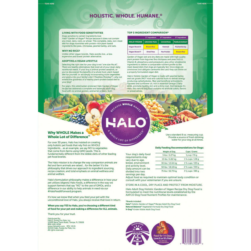 Halo Adult Holistic Garden of Vegan Dry Dog Food