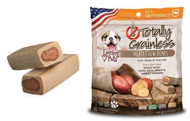 Loving Pets Totally Grainless Grain Free Beef and Sweet Potato Recipe Meaty Chew Bones Dog Treats