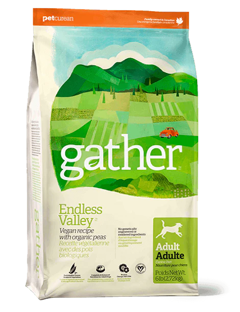 Petcurean Gather Endless Valley  Vegan Recipe with Organic Peas Adult Dry Dog Food