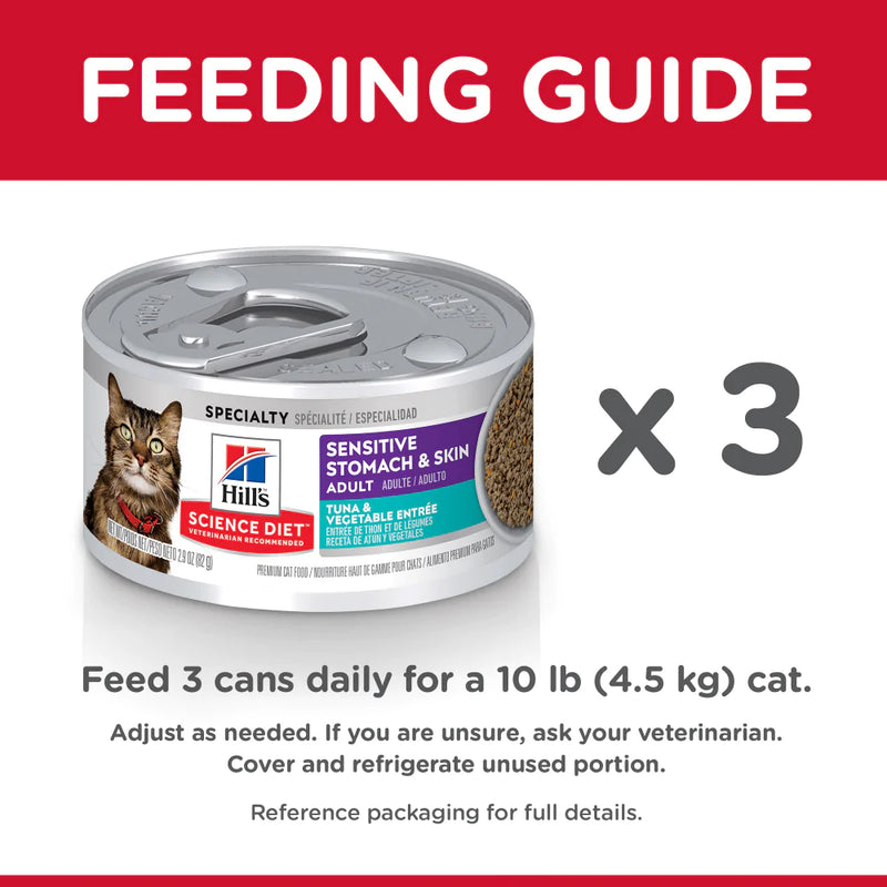 Hill's Science Diet Adult Grain Free Sensitive Stomach & Skin Tuna & Vegetable Entree Canned Cat Food