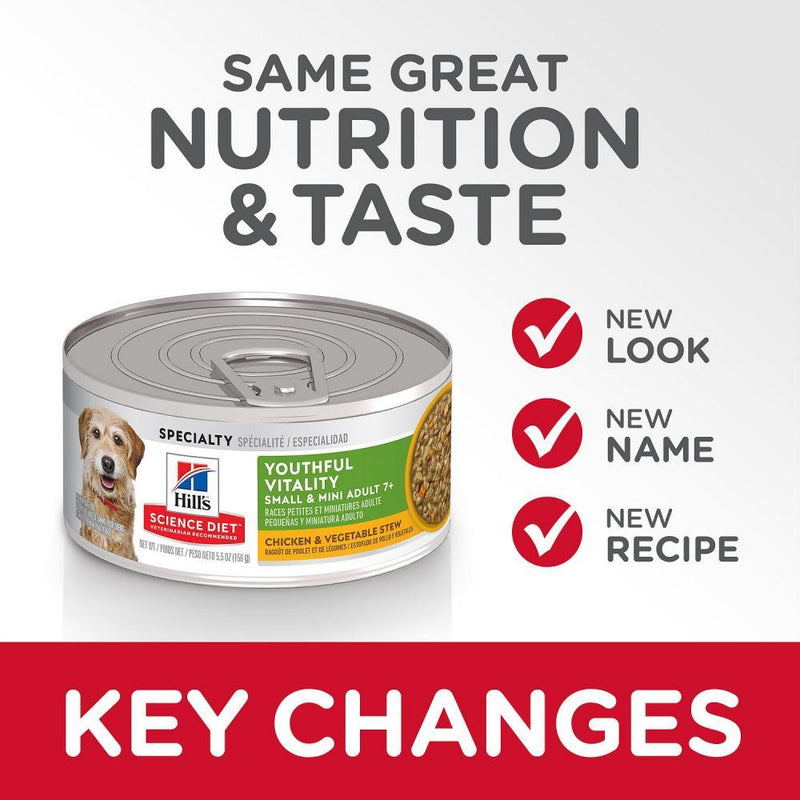 Hill's Science Diet Adult 7+ Small & Toy Breed Youthful Vitality Chicken & Vegetables Stew Canned Dog Food