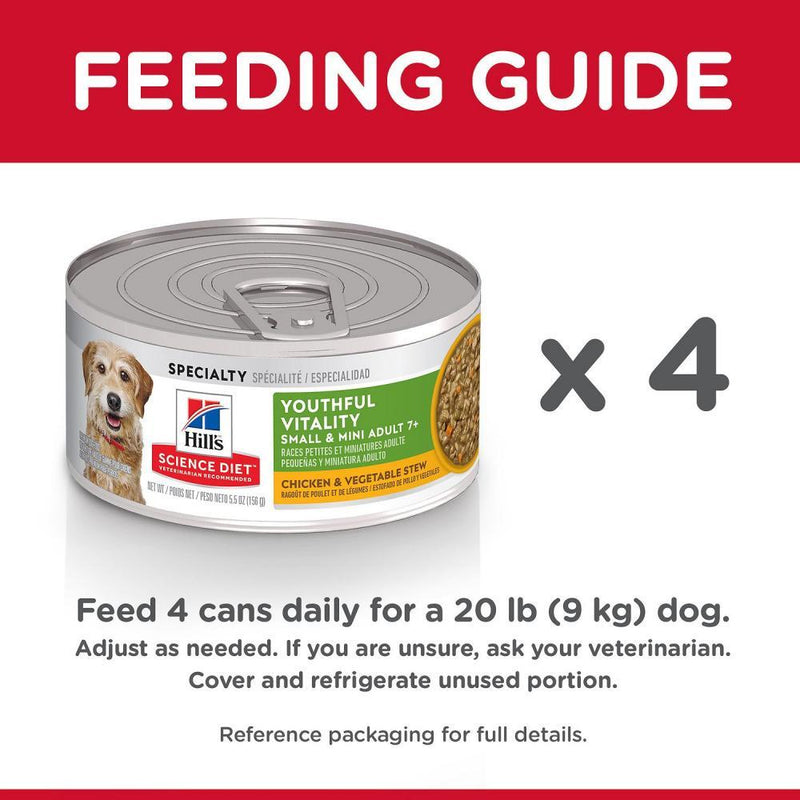 Hill's Science Diet Adult 7+ Small & Toy Breed Youthful Vitality Chicken & Vegetables Stew Canned Dog Food