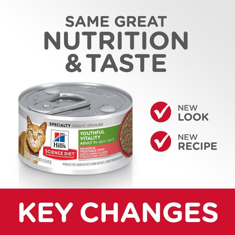 Hill's Science Diet Adult 7+ Youthful Vitality Salmon & Vegetable Stew Canned Cat Food