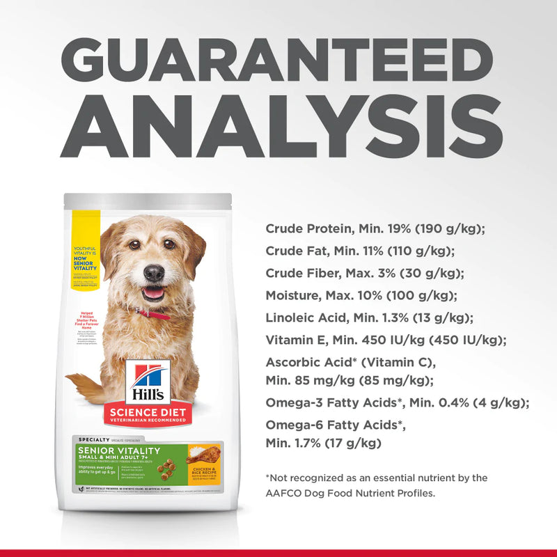 Hill's Science Diet Adult 7+ Senior Vitality Small & Mini Chicken & Rice Recipe Dry Dog Food