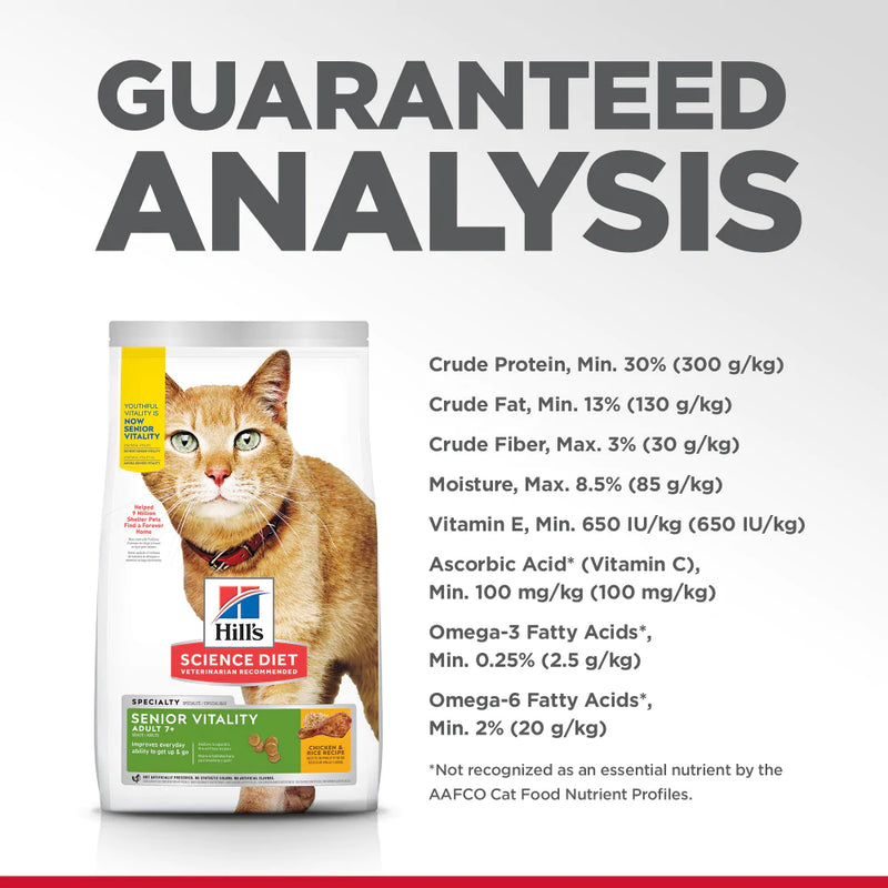 Hill's Science Diet Adult 7+ Senior Vitality Chicken Recipe Dry Cat Food