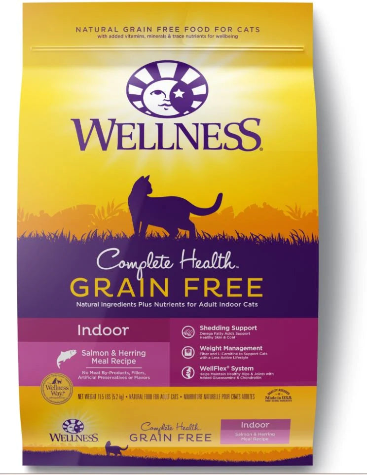 Wellness Complete Health Natural Indoor Adult Grain Free Salmon and Herring Dry Cat Food