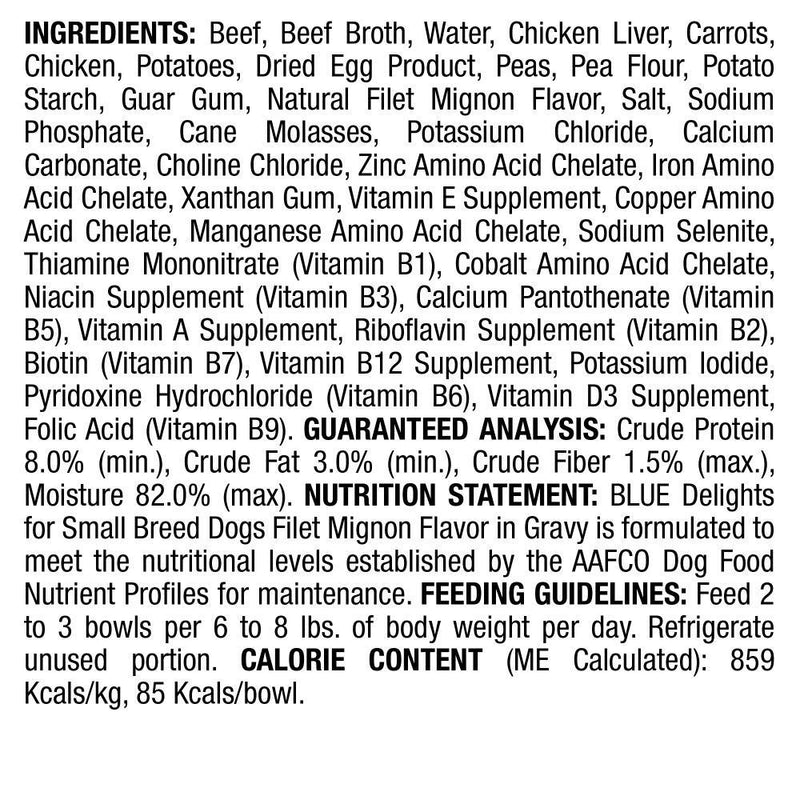 Blue Buffalo Blue Delights Small Breed Filet Mignon in Gravy Dog  Food Cup