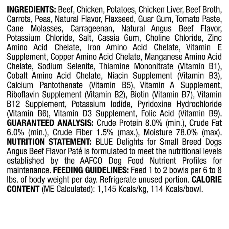 Blue Buffalo Blue Delights Small Breed Angus Beef Pate Dog Food Cup