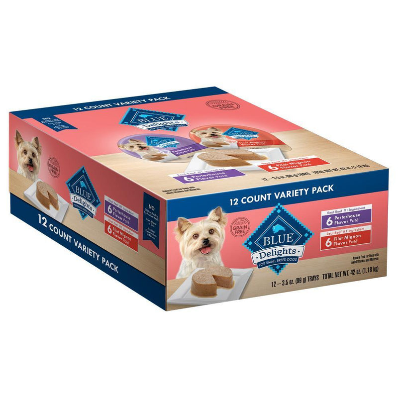 Blue Buffalo Blue Delights Small Breed Filet Mignon & Porterhouse Pate Variety Pack Dog Food Cup