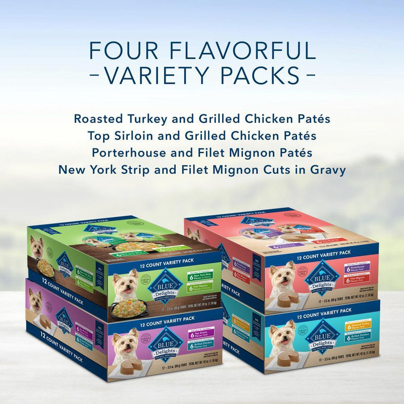 Blue Buffalo Blue Delights Small Breed Filet Mignon & Porterhouse Pate Variety Pack Dog Food Cup