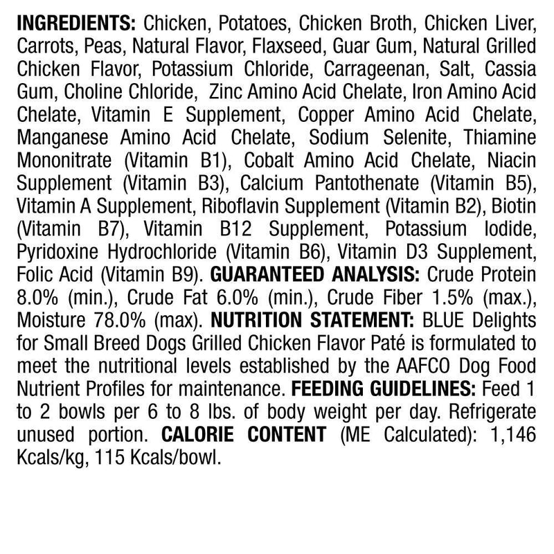 Blue Buffalo Blue Delights Small Breed Grilled Chicken Pate Dog Food Cup