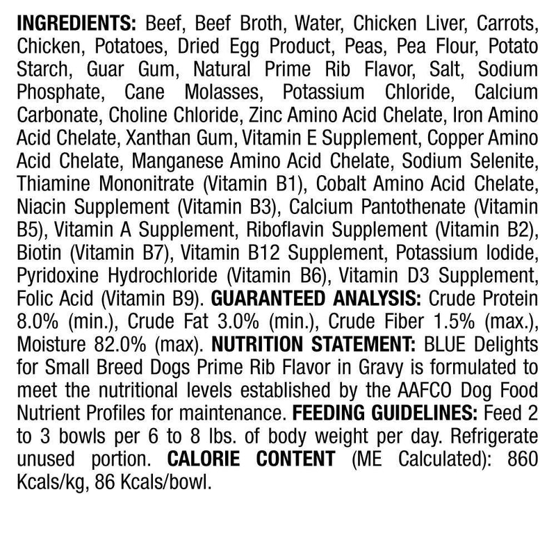 Blue Buffalo Blue Delights Small Breed Prime Rib in Gravy Dog Food Cup