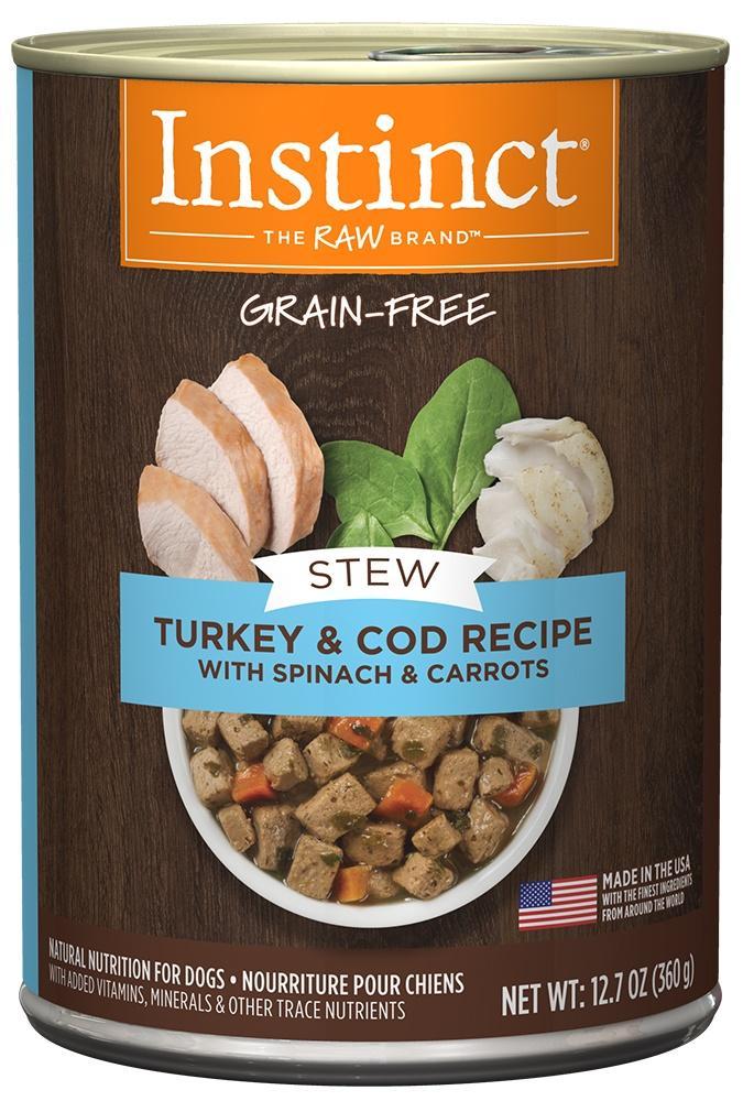 Nature's Variety Instinct Grain Free Stews Turkey and Cod with Spinach and Carrots Recipe Natural Canned Dog Food