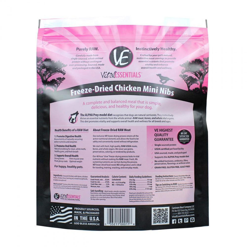 Vital Essentials Freeze Dried Grain Free Chicken Mini Nibs Entree for Cats Food