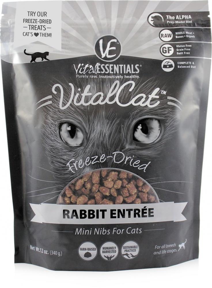 Vital Essentials Freeze Dried Grain Free Rabbit Mini Nibs Entree for Cats Food