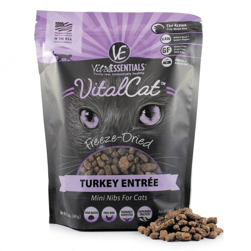 Vital Essentials Freeze Dried Grain Free Turkey Mini Nibs Entree for Cats Food