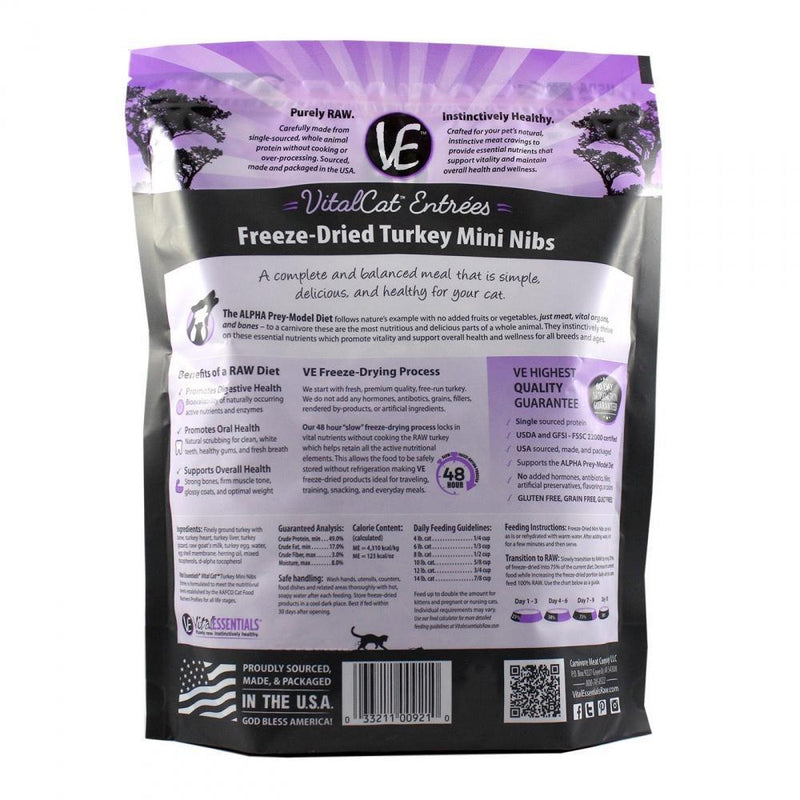 Vital Essentials Freeze Dried Grain Free Turkey Mini Nibs Entree for Cats Food