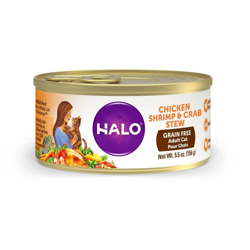 Halo Holistic Grain Free Adult Chicken, Shrimp & Crab Stew Canned Cat Food