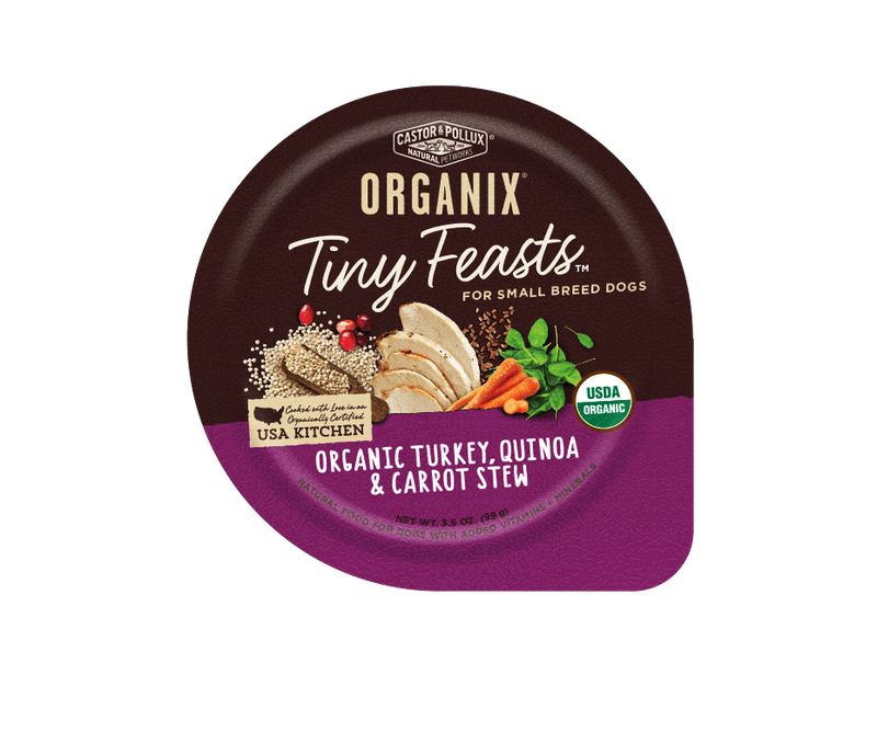 Castor and Pollux Organix Tiny Feasts Organic Turkey, Quinoa, and Carrot Stew Wet Dog Food