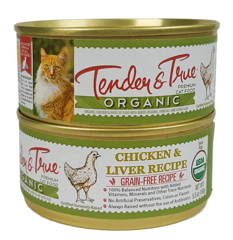 Tender & True Grain Free Organic Chicken and Liver Recipe Canned Cat Food