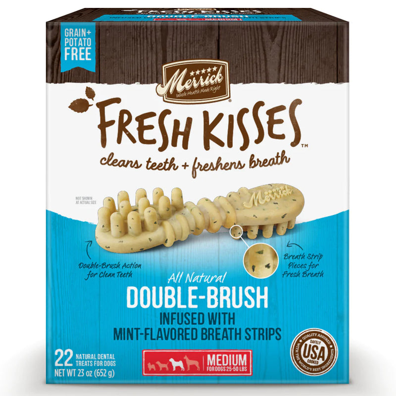 Merrick Fresh Kisses Grain Free Mint Breath Strips Medium Dental Dog Treats