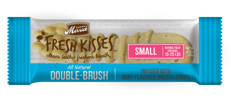 Merrick Fresh Kisses Grain Free Mint Breath Strips Small Dog Treat Box