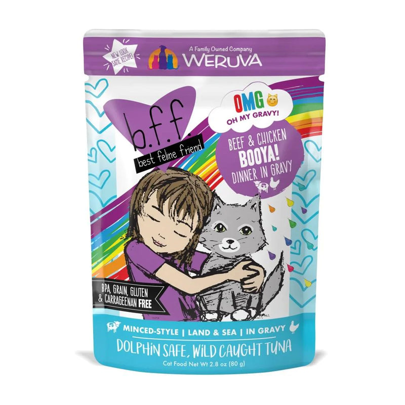 Weruva BFF Oh My Gravy Booya Grain Free Beef & Chicken in Gravy Cat Food Pouch